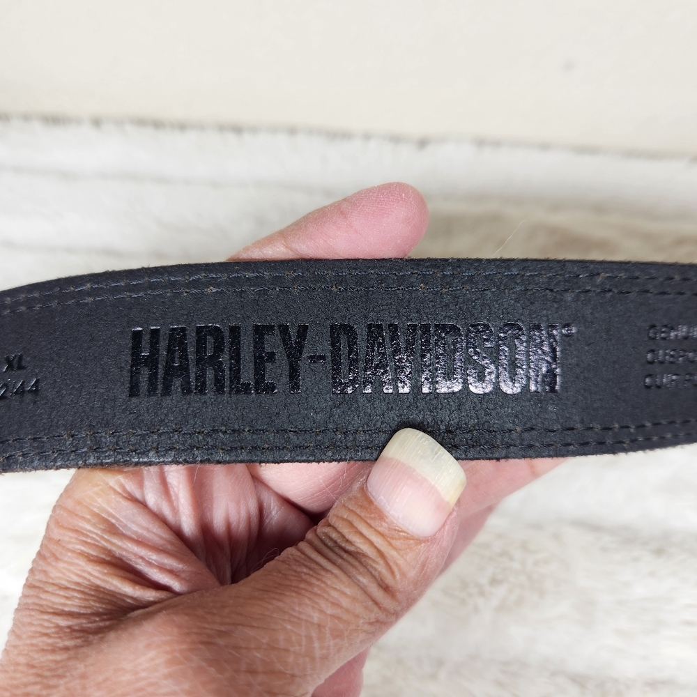 Harley Davidson Men Belt BMM039 Genuine Leather Black XL 42/44 - Picture 7 of 12